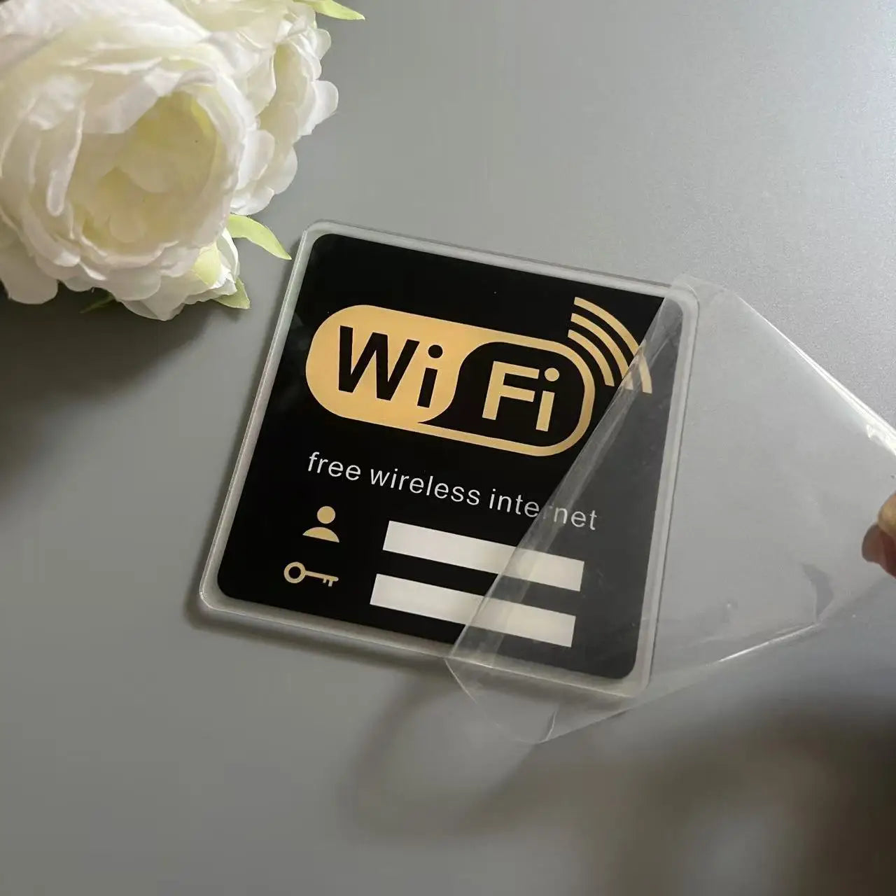 WiFi Sign Acrylic Mirror Wall Sticker for Public Places Shops Handwriting Account And Password Wifi Notice Board Wall Sticker