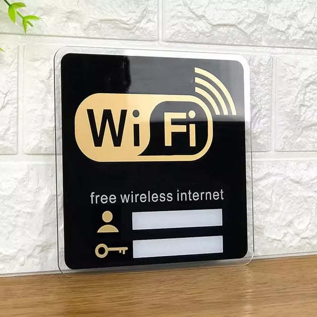 WiFi Sign Acrylic Mirror Wall Sticker for Public Places Shops Handwriting Account And Password Wifi Notice Board Wall Sticker