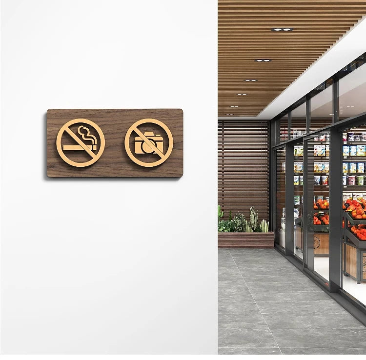 New Style Warm Reminder Sign WIFI No Smoking Logo No Trespassing Warning Plaque Public Shope Signage Warning Sign 9.5cm/13.8cm