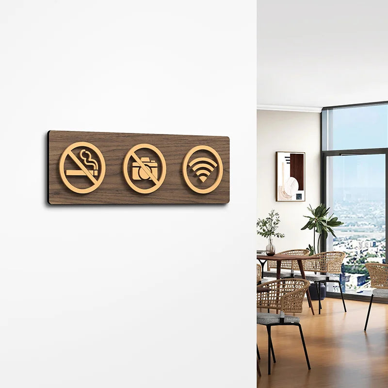 New Style Warm Reminder Sign WIFI No Smoking Logo No Trespassing Warning Plaque Public Shope Signage Warning Sign 9.5cm/13.8cm