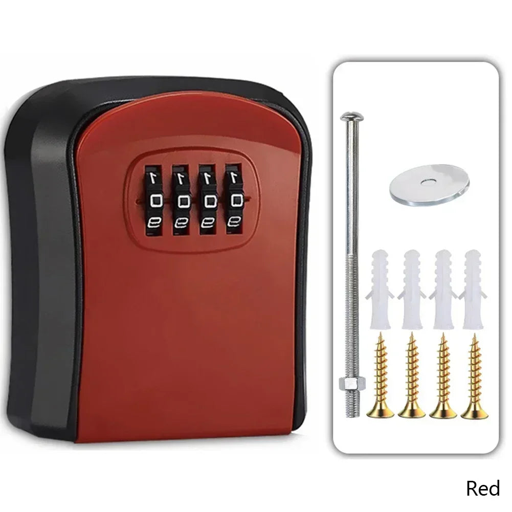 Lock Key Storage Box Wall Mount Outdoor Lock Box for House Keys Key Safe with Combination Lock 5 Key Capacity