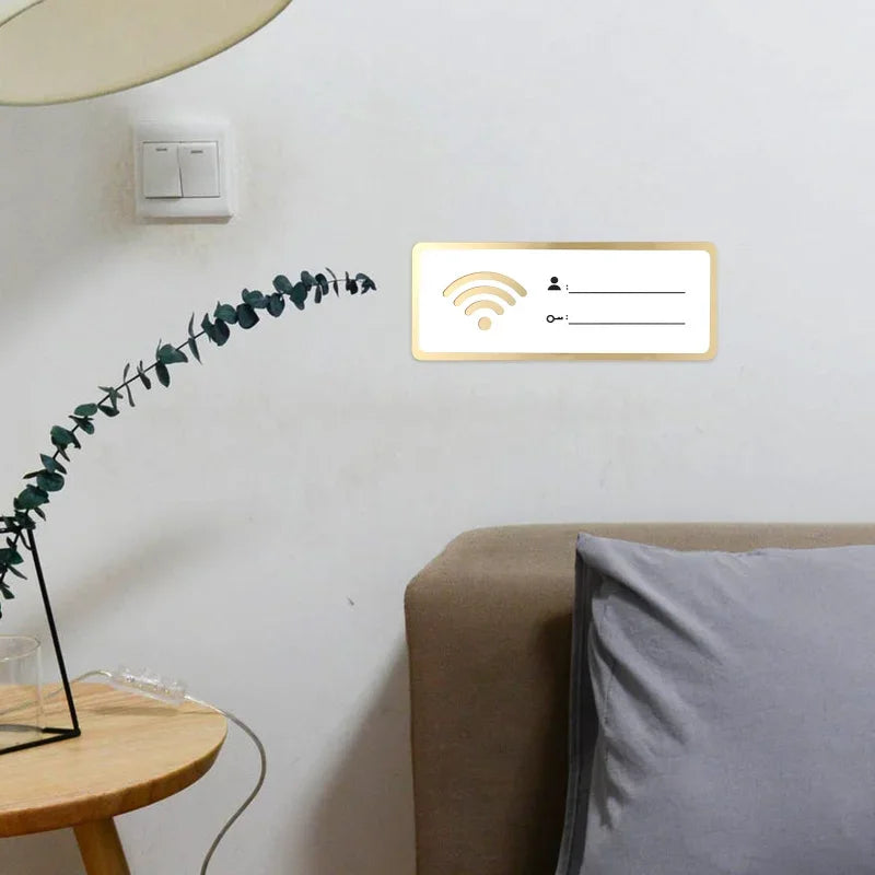 WiFi Sign Acrylic Mirror Wall Sticker for Public Places Shops Handwriting Account And Password Wifi Notice Board Wall Sticker