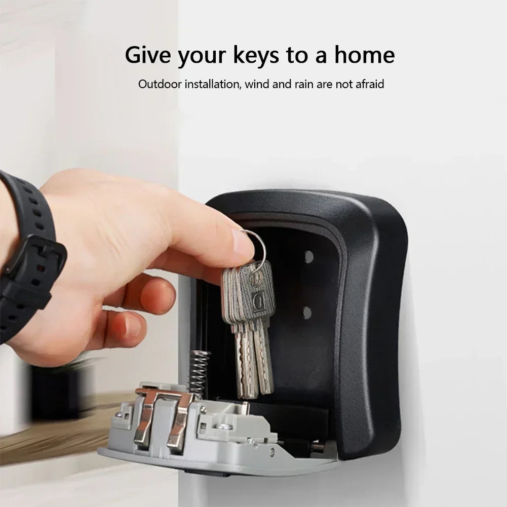 Lock Key Storage Box Wall Mount Outdoor Lock Box for House Keys Key Safe with Combination Lock 5 Key Capacity