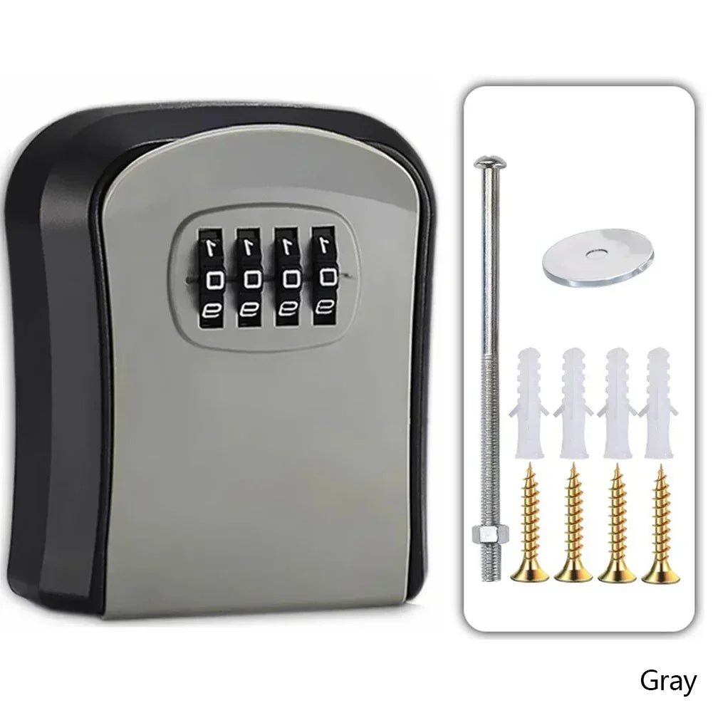 Lock Key Storage Box Wall Mount Outdoor Lock Box for House Keys Key Safe with Combination Lock 5 Key Capacity