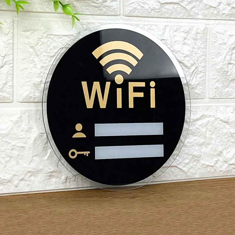 WiFi Sign Acrylic Mirror Wall Sticker for Public Places Shops Handwriting Account And Password Wifi Notice Board Wall Sticker