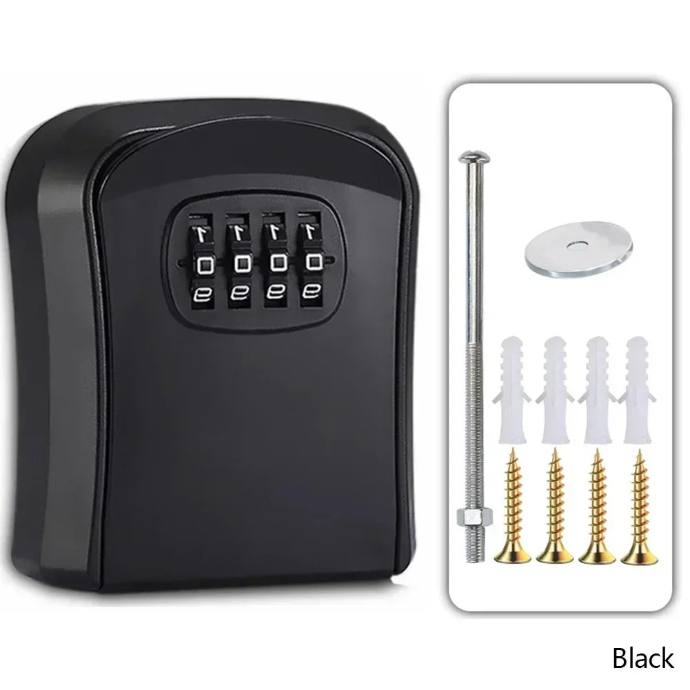 Lock Key Storage Box Wall Mount Outdoor Lock Box for House Keys Key Safe with Combination Lock 5 Key Capacity